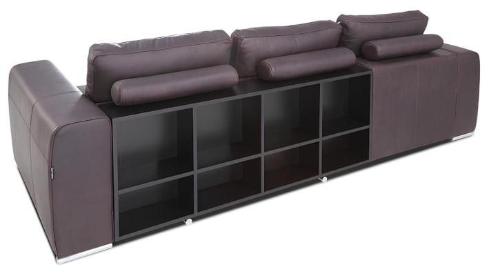 Canapé en L moderne recouvert de cuir avec fonction lit