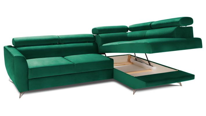 Canapé en forme de L avec espace de rangement et fonction lit