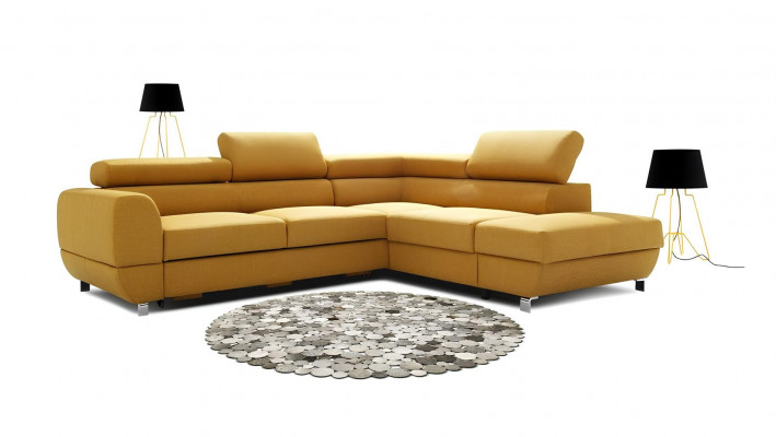 Canapé d'angle gris moderne avec mécanisme de lit