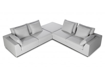 Canapé d'angle en forme de L moderne en matériau blanc