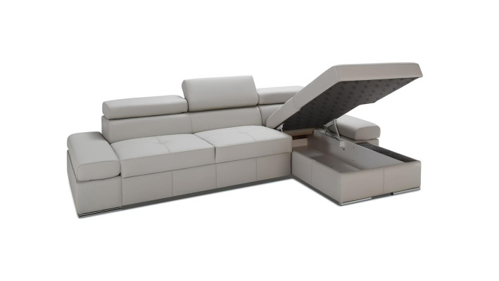 Canapé d'angle moderne avec design, recouvert de 100% cuir