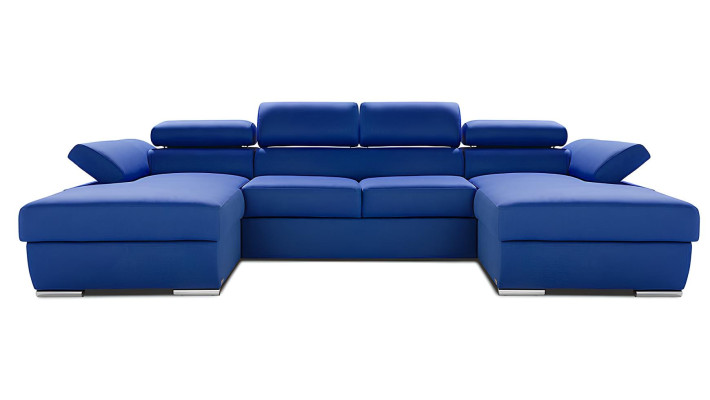 Canapé en forme de U avec fonction lit en tissu, design rembourré