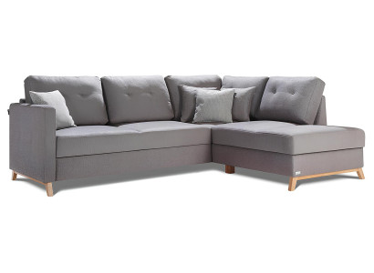 Canapé d'angle en tissu en forme de L avec fonction lit, nouveau canapé d'angle rembourré avec espace de rangement pour le lit