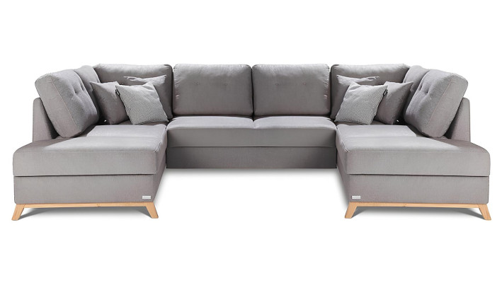 Canapé avec fonction lit en forme de U, design rembourré