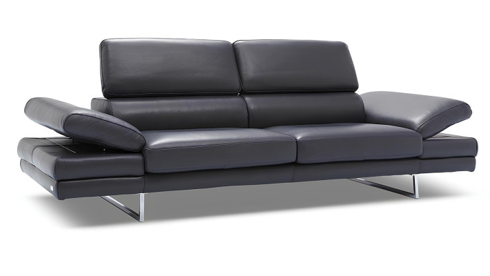 Canapé 2 places en cuir 100% italien avec un design moderne noir