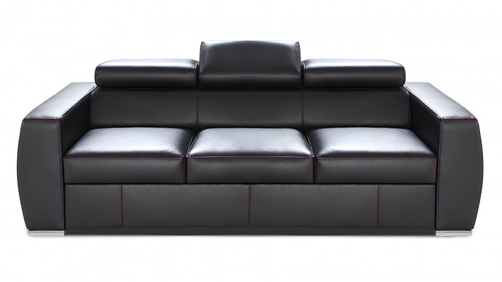 Canapé en cuir pour trois personnes avec fonction lit, design moderne en cuir 100% italien