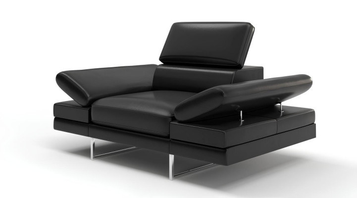 Fauteuil designer avec assise rembourrée Relex Lounge pour TV, cuir club 1 place
