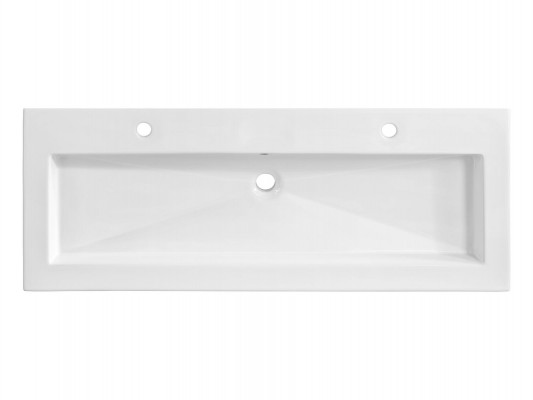 Double lavabo en céramique avec meuble blanc