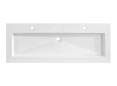 Double lavabo en céramique avec meuble blanc