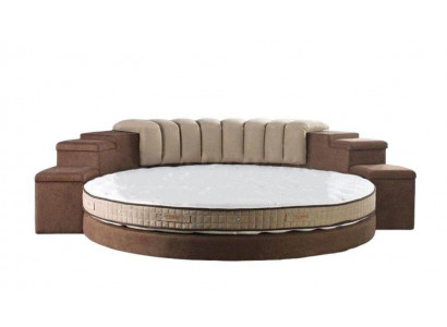 Lit rond design moderne, luxe, rembourrage en tissu de luxe lit rond.