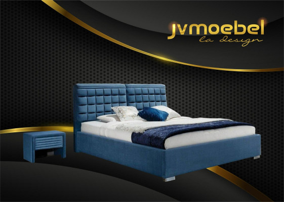 Lit en tissu 2x table de nuit 3 pièces ensemble de meubles de chambre moderne de luxe lits en velours