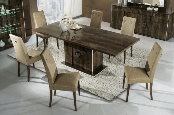 Ensemble de salle à manger avec table et 6 chaises rembourrées groupe de 7 pièces