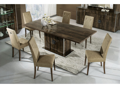 Ensemble de salle à manger avec table et 6 chaises rembourrées groupe de 7 pièces