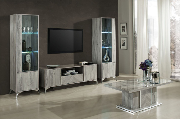 Meuble TV mobile salon 2xVitrine design moderne ensemble 3 pièces