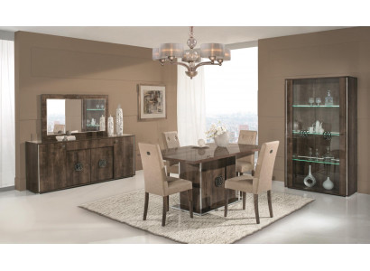 Ensemble de meubles de salle à manger avec table, chaises, commode, miroir et vitrine de 8 pièces