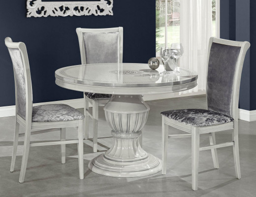 Table à manger ronde en bois classique baroque italien