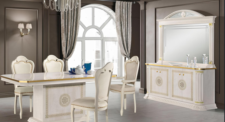 Ensemble de luxe table à manger chaise commode miroir vitrine groupe 8 pièces