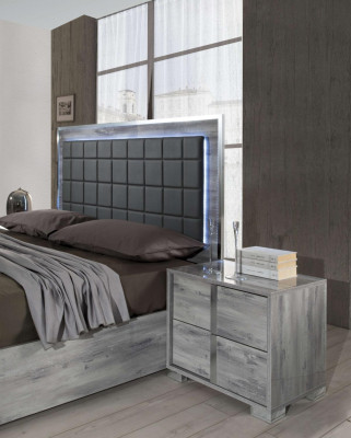 Ensemble de meubles de chambre à coucher avec lit, table de nuit, armoire, commode et miroir de 6 pièces