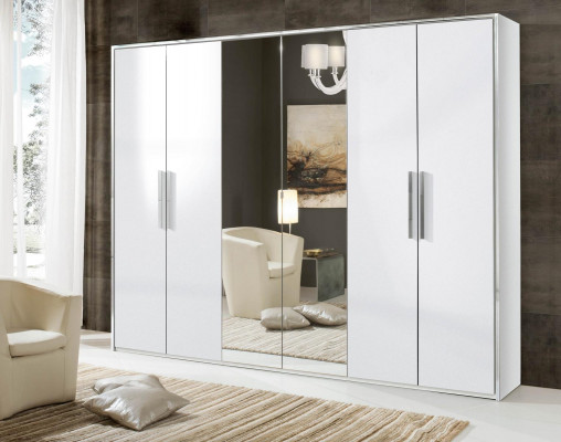 Armoire miroir pour chambre avec 6 portes en bois