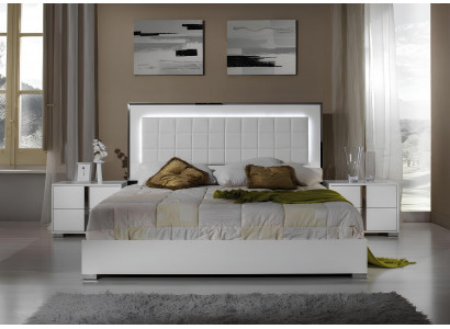 Lit en bois avec tables de nuit modernes 3 pièces