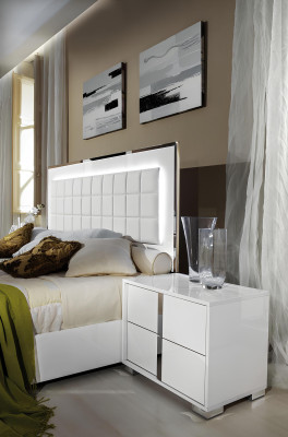 Lit moderne avec tête de lit rembourrée lit matrimonial cadre de lit blanc design chambre