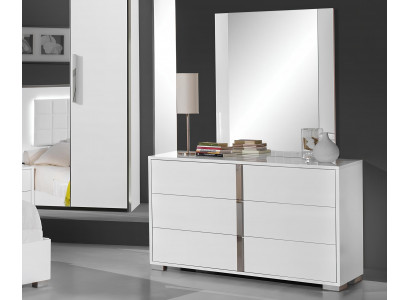 Ensemble de meubles de chambre à coucher avec lit, table de nuit, armoire, commode et miroir, 6 pièces neuves