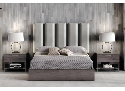 Lit de chambre, table de nuit, lits, lit rembourré, lit matrimonial, structure de lit, ensemble de 3 pièces.