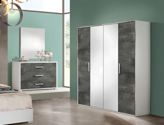 Armoire moderne à 4 portes en bois pour chambre à coucher