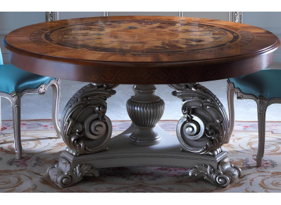 Table à manger ronde en bois massif italien
