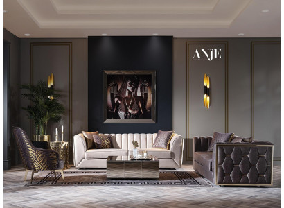 Canapé trois places en acier inoxydable blanc meubles textiles salon