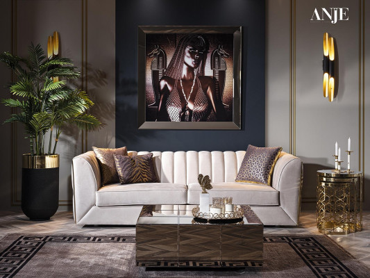 Canapé trois places en acier inoxydable blanc meubles textiles salon