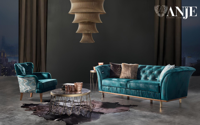 Canapé et fauteuil luxueux pour une pièce confortable en matériau moderne