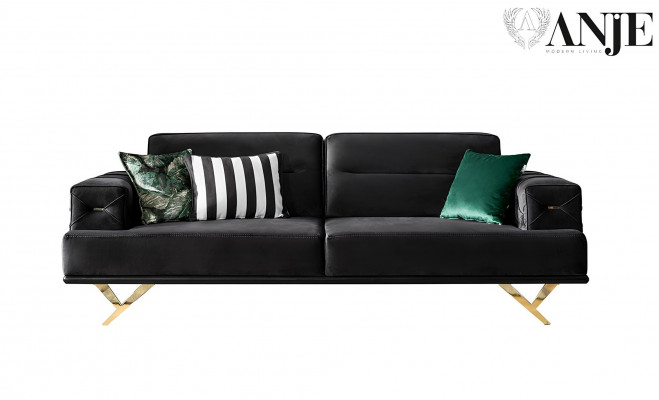 Canapé moderne en acier inoxydable noir avec meubles en tissu de luxe