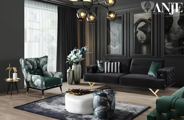 Fauteuil individuel de luxe vert en tissu rembourré nouveau