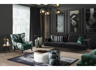 Ottomane de luxe verte pour meubles rembourrés de salon