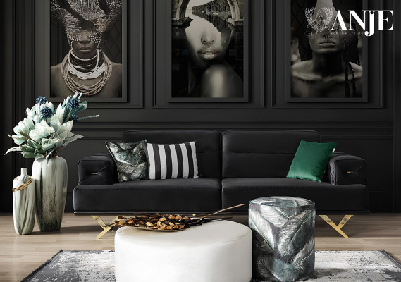 Ottomane de luxe verte pour meubles rembourrés de salon