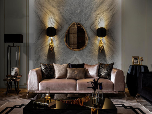 Table basse moderne de luxe noire en trois pièces
