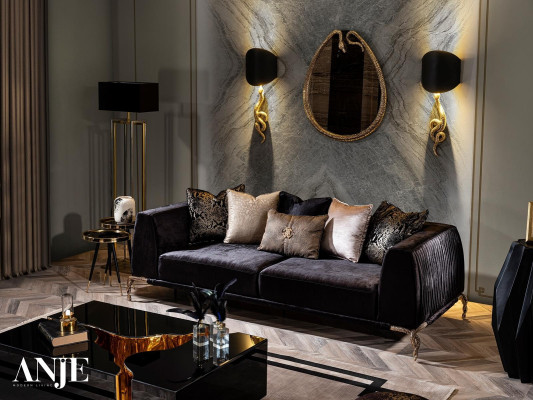 Table basse moderne de luxe noire en trois pièces