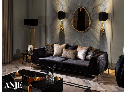 Table basse moderne de luxe noire en trois pièces