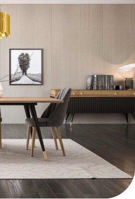 Chaise de cuisine en tissu gris de luxe avec douceur moyenne en bois