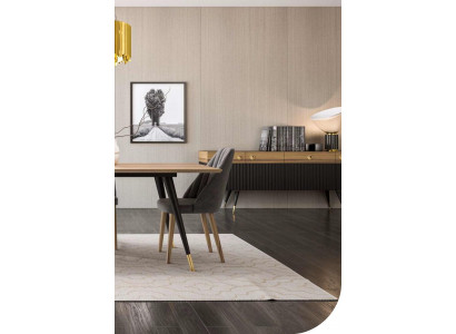 Chaise de cuisine en tissu gris de luxe avec douceur moyenne en bois