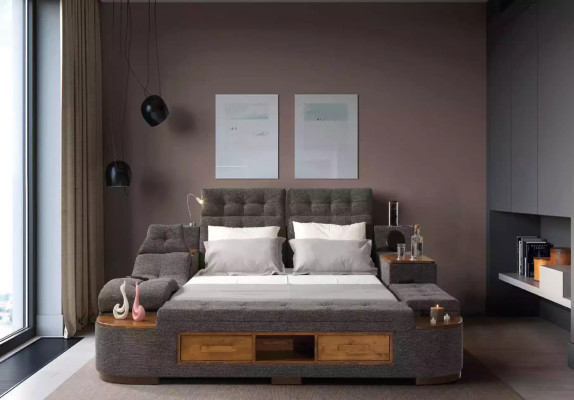 Lit double multifonctionnel avec structure moderne 180x200cm nouvel hôtel