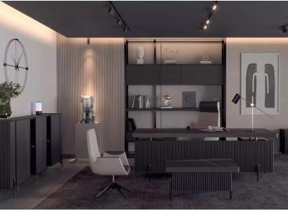 Mobilier de bureau de design, table, armoire, meuble de bureau noir