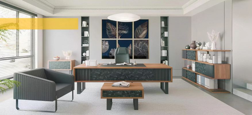Ensemble de meubles de bureau moderne table armoire basse