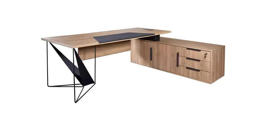 Table d'angle moderne en bois brun avec armoire