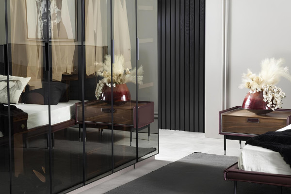 Ensemble de meubles de chambre à coucher Loft avec lit, armoire, tables de nuit et commode 5 pièces