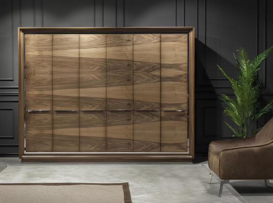 Armoire de chambre à coucher élégante en brun 6 pièces.
