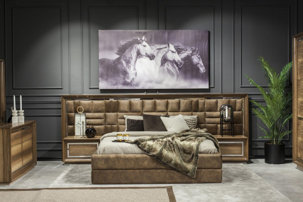 Mobilier d'hôtel recouvert de brun 4 pièces