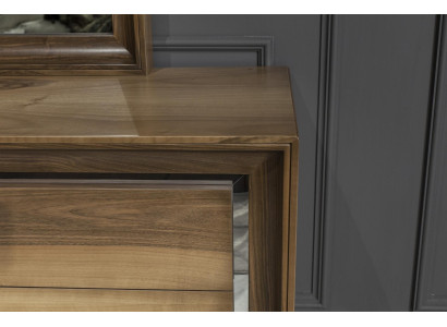 Commode brune moderne + miroir pour un espace de rangement luxueux