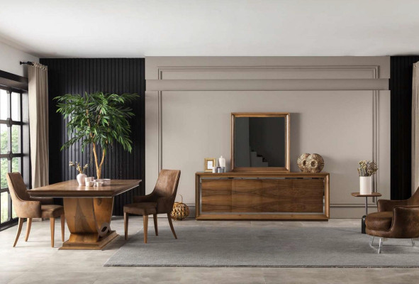 Miroir mural luxueux avec cadre brun moderne